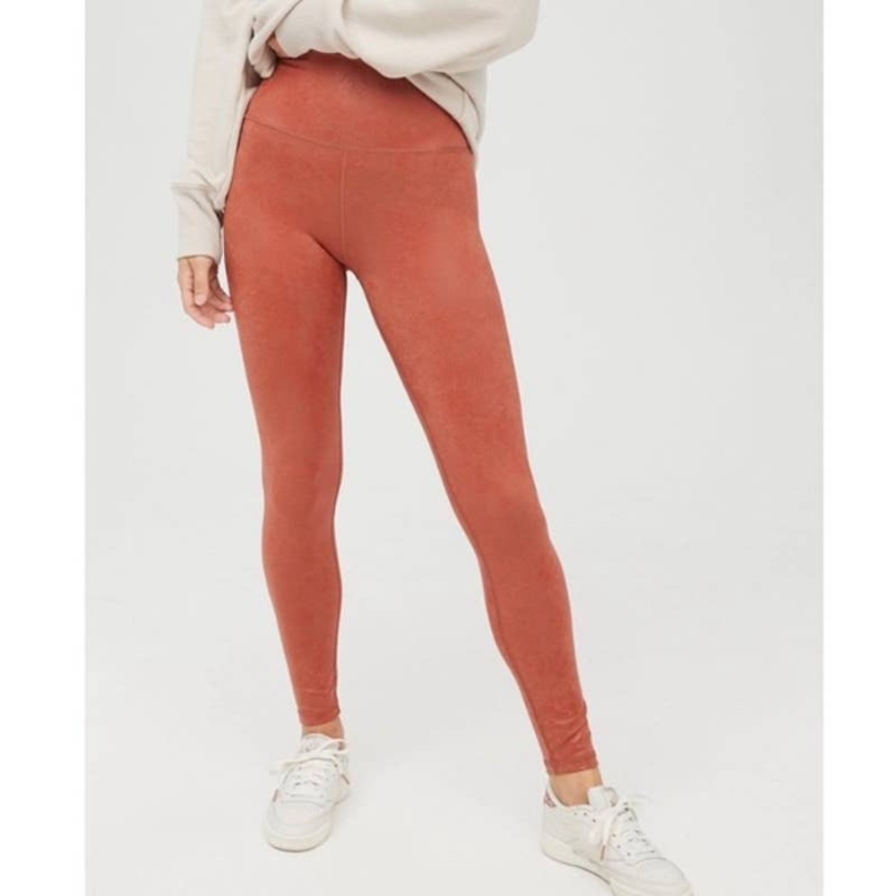 Aerie Offline Hugger Crackle Leggings Orange Medium